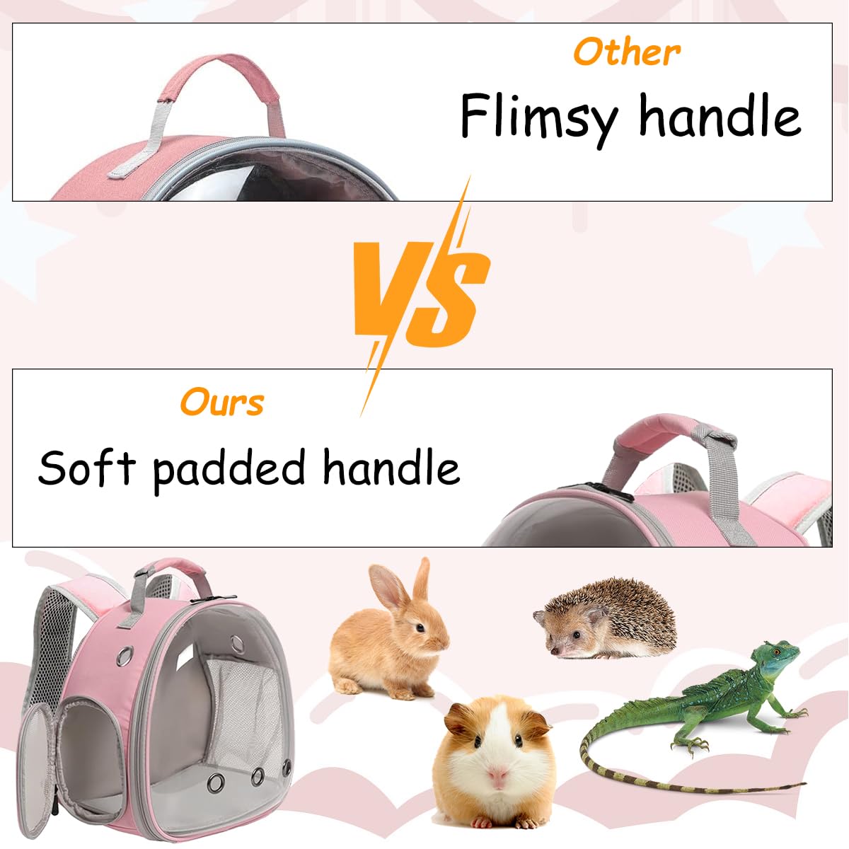 Portable Travel Small Animal Backpack Carrier Pet Backpack Guinea Pig Bird Bearded Dragon Kitten Small Dogs Turtle Rabbit Cage H