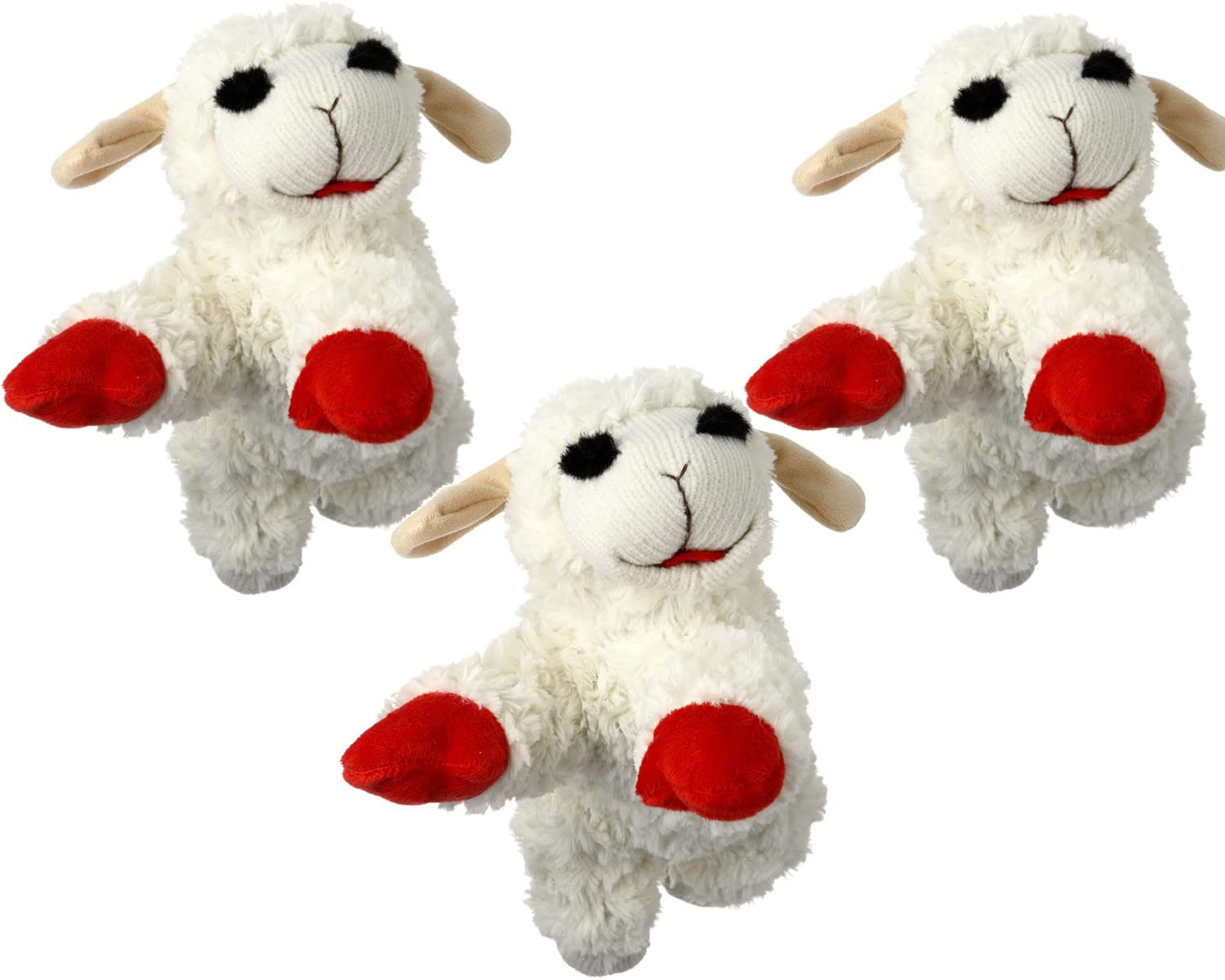 HDP Lambchop Plush Dog Toy 10'' with Squeaker Color:White Size:Set of 3