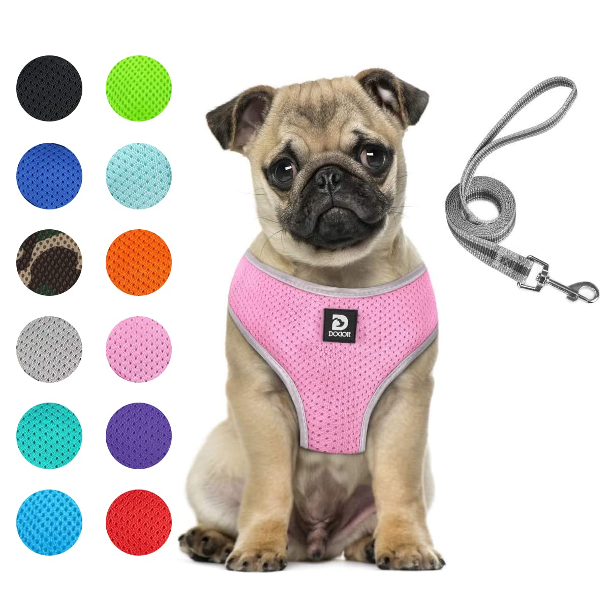 Puppy Harness And Leash Set - Dog Vest Harness For Small Dogs Medium Dogs- Adjustable Reflective Step In Harness For Dogs - Soft Mesh Comfort Fit No Pull No Choke (M, Pink)
