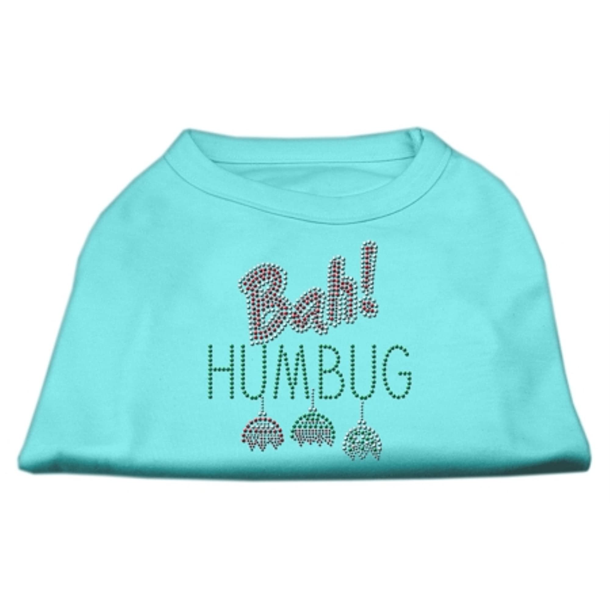Christmas Pet Dog & Cat Shirt Rhinestone, 'Bah Humbug' Aqua 2Xl (20-25 Lbs.)