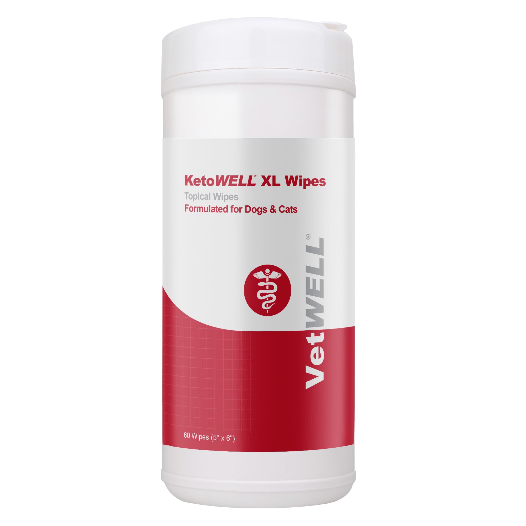 Vetwell Ketowell Xl Topical Wipes For Dogs & Cats - Extra Large Cleaning Wipes For Dogs & Cats - 60 Wipes (5'' X 6'' Each)