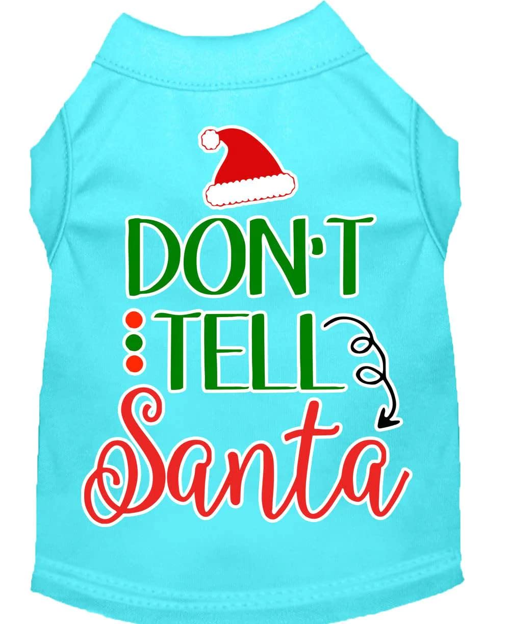 Christmas Pet Dog & Cat Shirt Screen Printed, &quot;Don't Tell Santa&quot; Yellow SM (3-6 lbs.)
