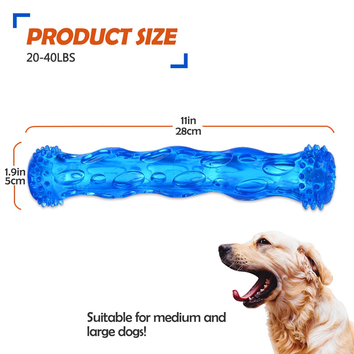 Znoka Tpr Squeak Dog Chew Bone Toy, Bite Resistant Durable Tough Rubber Non-Toxic Tooth Cleaning Toy For Aggressive Chewer, Floating & Suitable For Pool Use