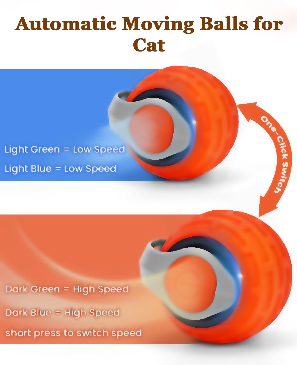 Frsba 2Pcs Cat Toy 3.0 Tail 2025 New Upgraded Pet Smart Chase Ball Interactive Cats Toy For Indoor Cats Smart Cat Ball Toy With