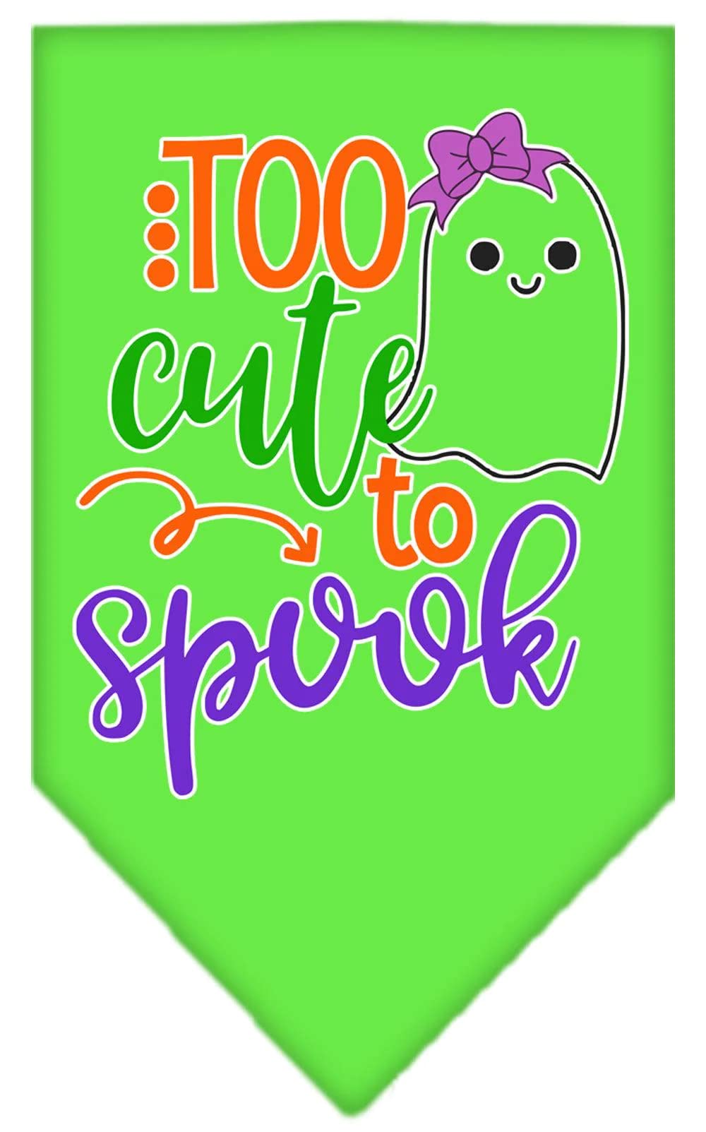 Halloween Pet and Dog Bandana Screen Printed, &quot;Too Cute To Spook - Girly Ghost&quot; Cocoa Large
