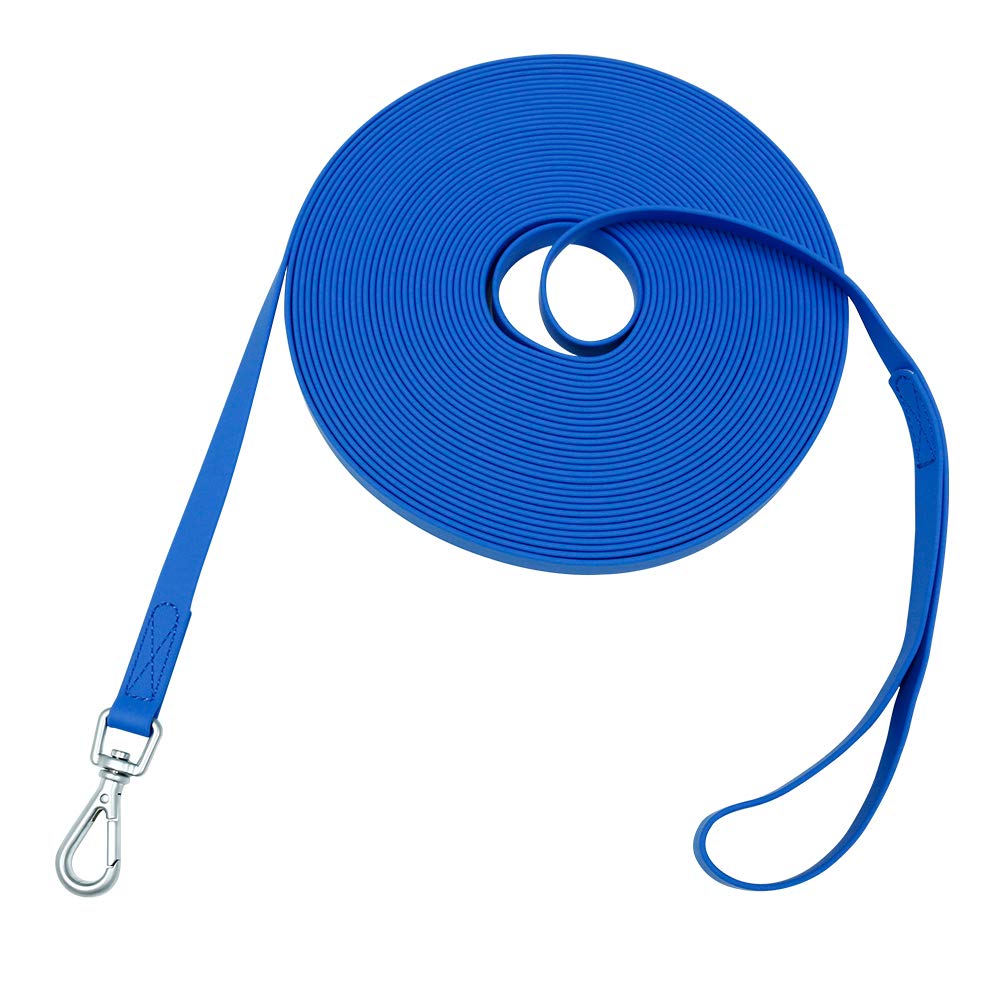 Waterproof Dog Training Leash 50Ft 30Ft 15Ft 10Ft 5Ft Heavy Duty Recall Long Lead For Large Medium Small Dogs (10Ft, Blue)