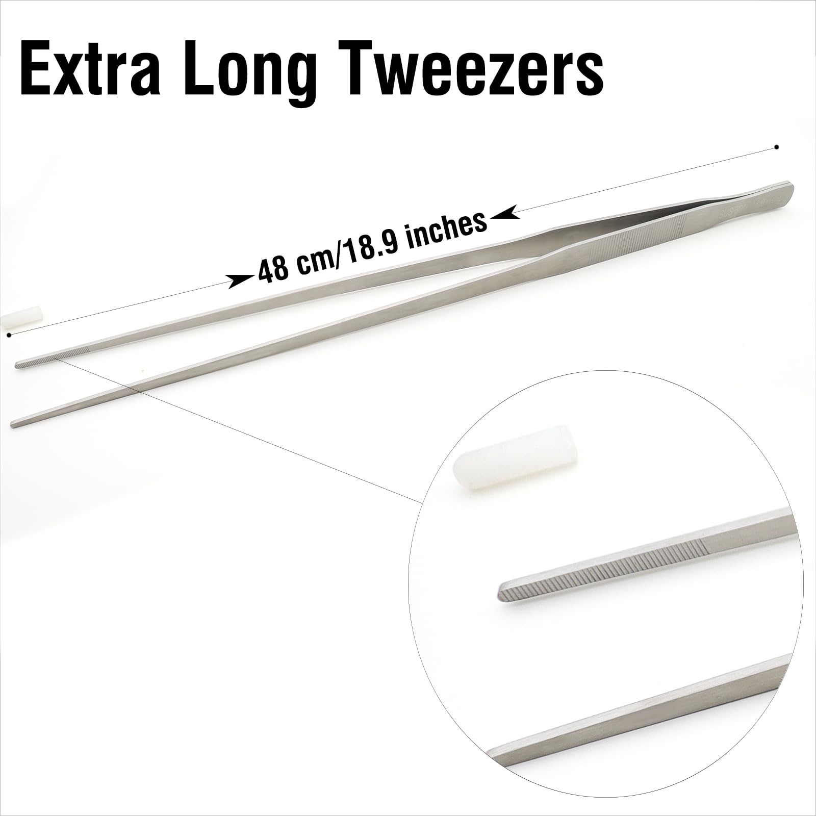 Dxobay 18.9 inch Heavy Duty Extra Long Tweezers for Salt & Fresh Water, Straight 18/8 Stainless Steel Reptile Feeding Tongs for