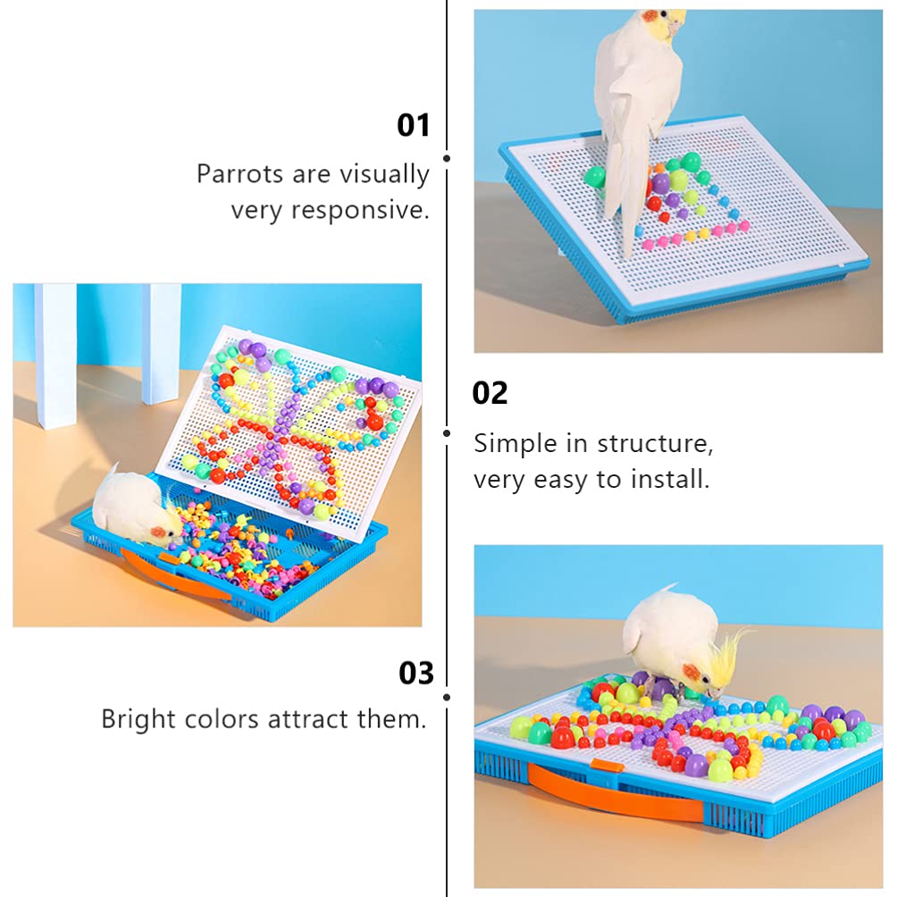 balacoo Parrot Educational Toy Mosaic Pegboard Puzzles Bird foraing Toys Early Learning Puzzle Toy Parrot chew Toys Bird Toy Woo