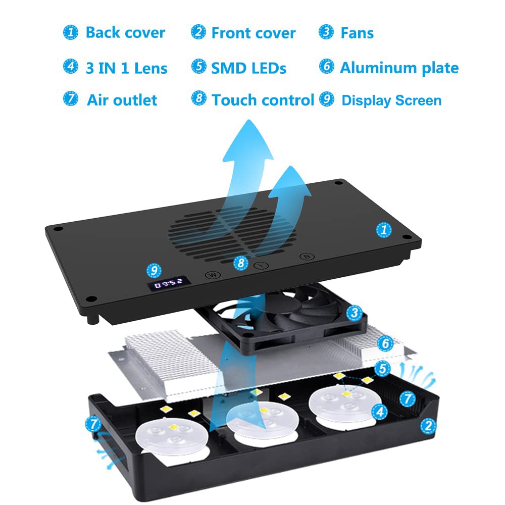 Hipargero 30W Aquarium LED Light A029 – Touch Control, Timer, & 5W LED Chips for Coral Reef & Marine Tanks – Black