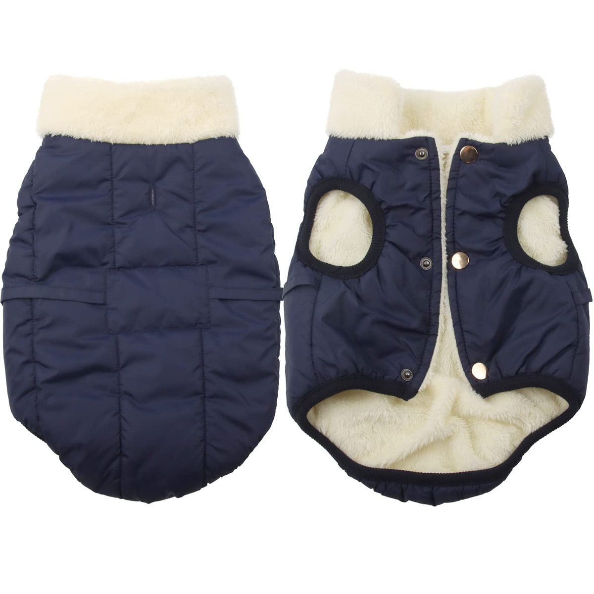 Joydaog Fleece Lined Warm Dog Jacket For Puppy Winter Cold Weather,Soft Windproof Small Dog Coat,Blue M