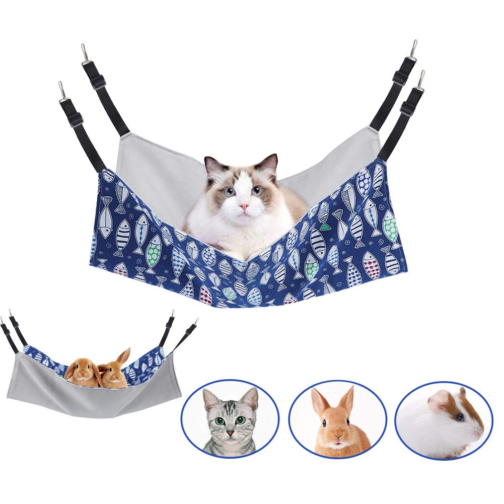 Persuper Cat Hammock Bed For Cage - 22X18 Inch Adjustable Hanging Cat Bed Reversible Cat Hammocks For Indoor Cats, Soft Cat Perch, Sleeping And Resting Sleepy Pad For Kitten Ferret Puppy Or Small Pet