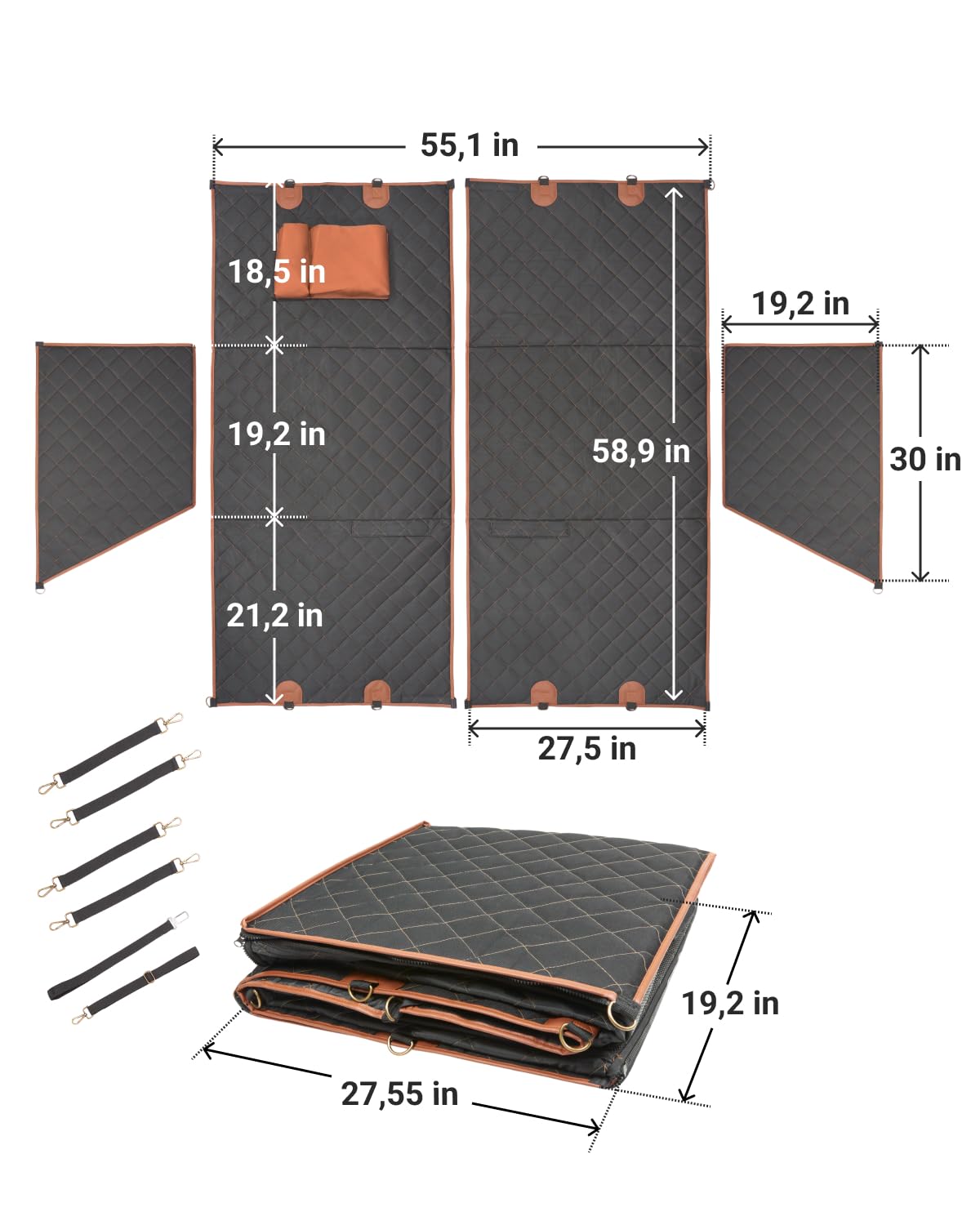 Owleys Back Seat Extender For Dogs Premium Dog Hammock For Car | Pet Cover For Dogs | Dog Covers For Cars Back Seat | (Black Sta