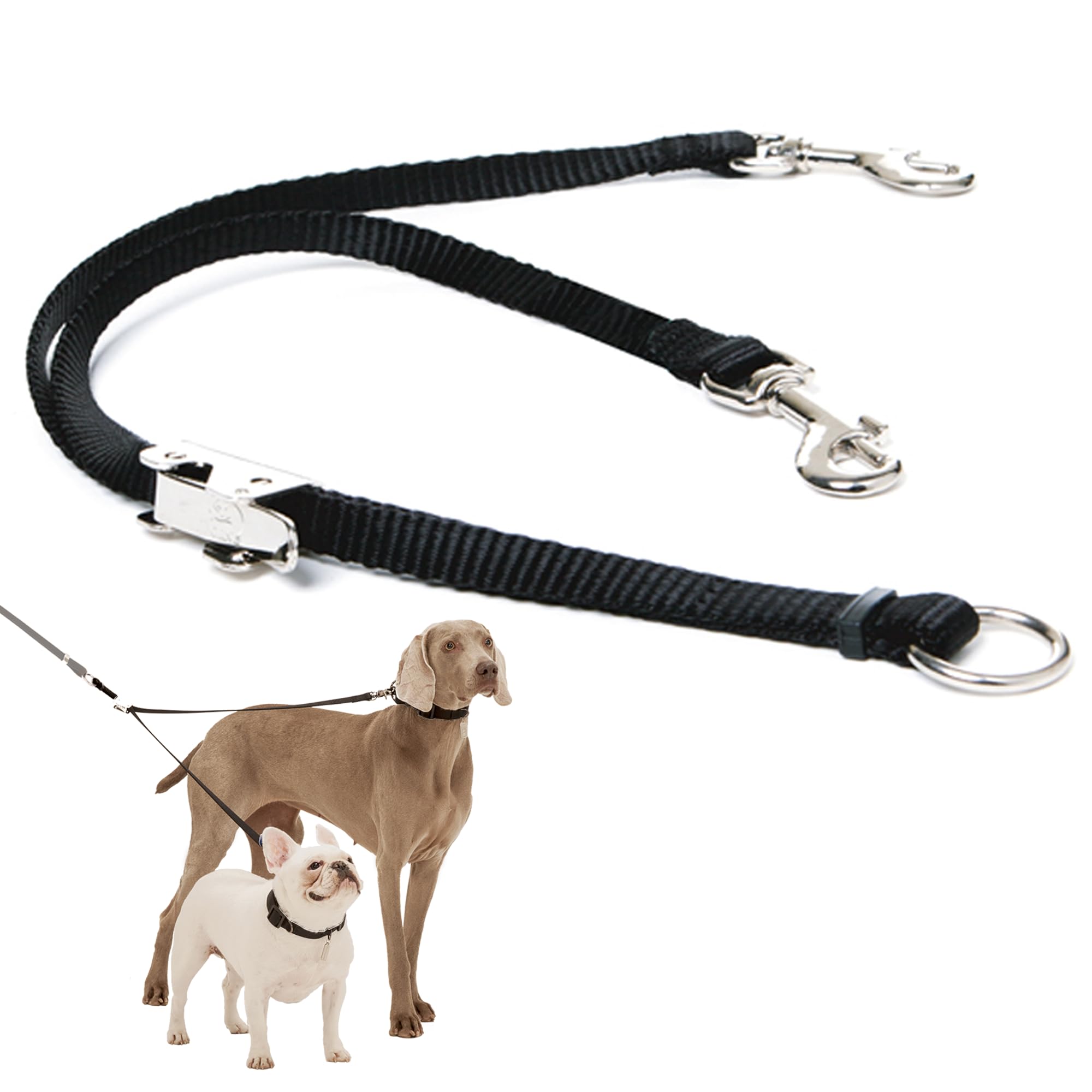 Sporn Dog Leash Splitter for Two Dogs - No Tangle Double Dog Leash Coupler/Connector with Swivel Clips, Adjustable Dual Attachme