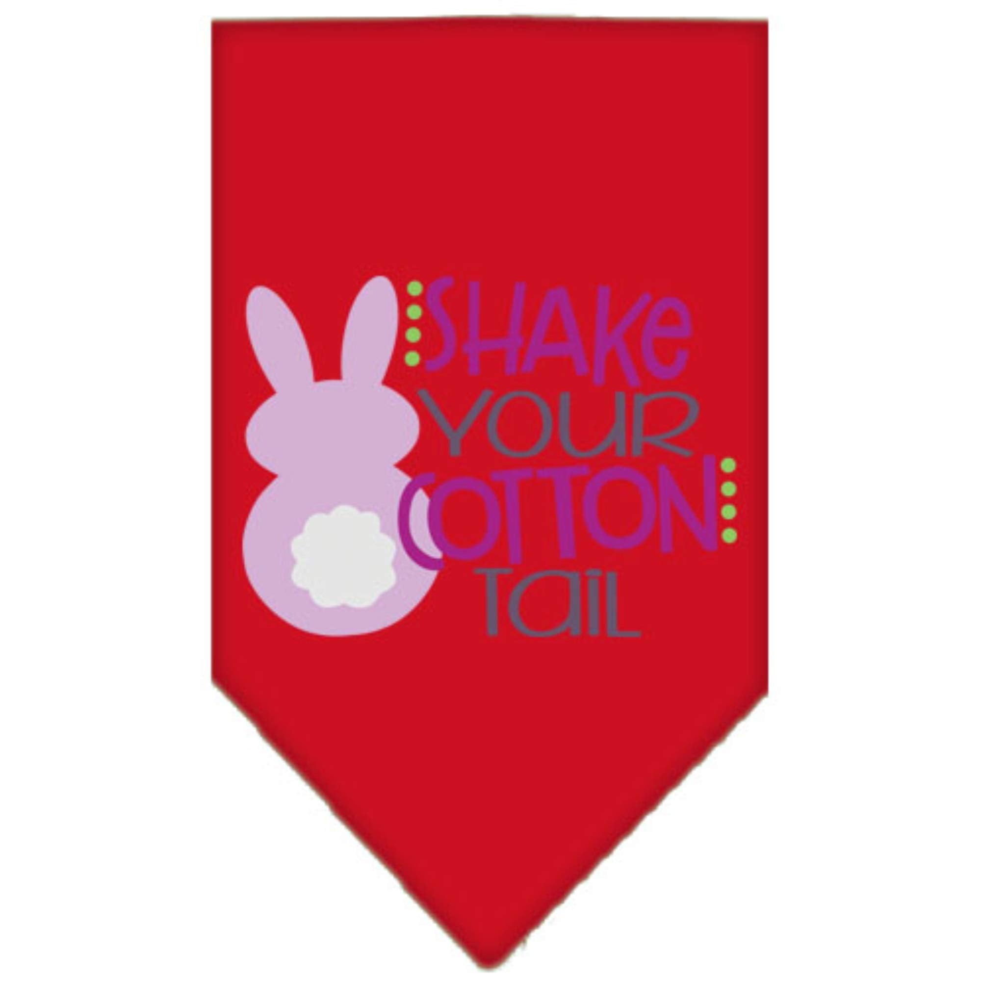Pet and Dog Bandana Screen Printed, &quot;Shake Your Cotton Tail&quot; Red Large