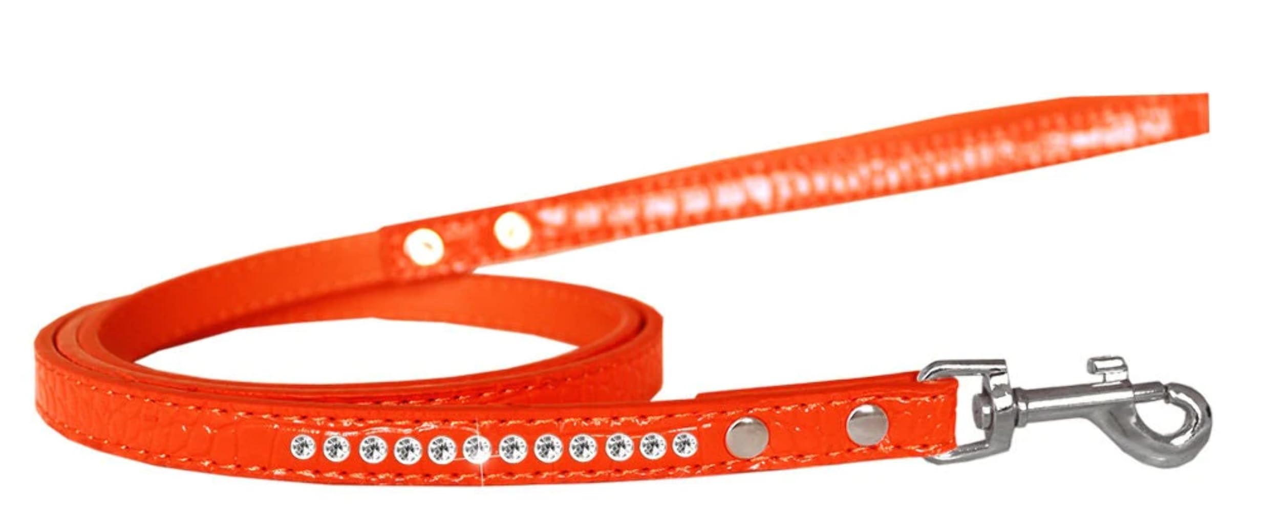 Dog, Puppy & Pet Designer Croc Leash, One Row Clear Crystal Lime Green 1/2" wide x 4' long