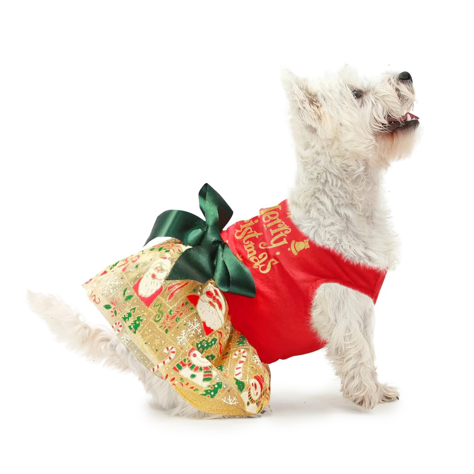 Christmas Dog Dress, Xmas Dog Dress Tulle Puppy Skirt Doggie Christmas Outfit Holiday Clothes For Small Dogs, Cat Pet Apparel (S