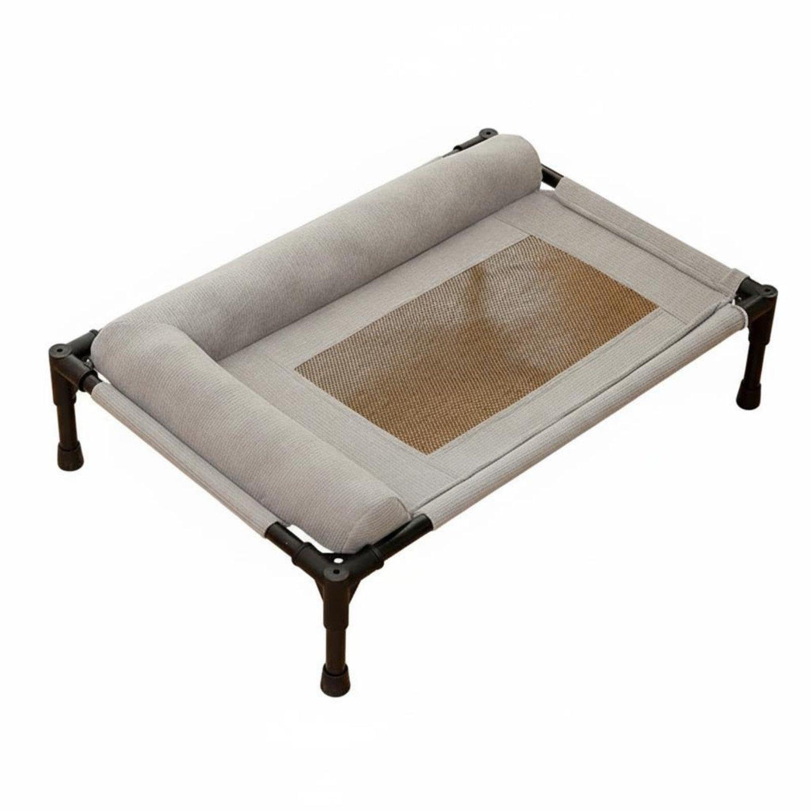 Elevated Pet Bed Detachable and Washable Raised Pet Lounger with Bolster Water Resistant for Dog, Cats Gray L