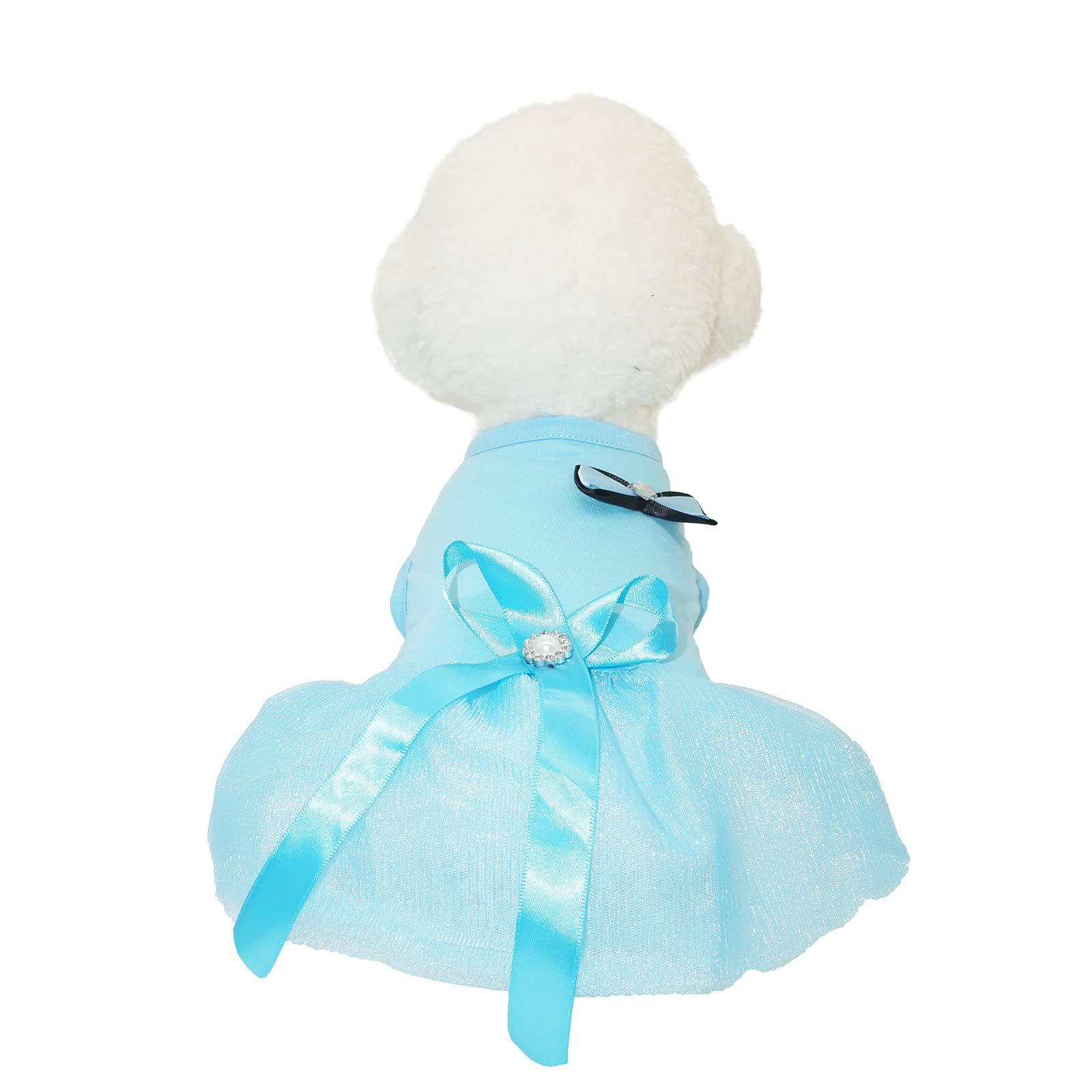 Dog Dresses For Small Medium Dog Cat Pet Dog Princess Tutu Dresses Dog Skirt Bow Crystal Belt Skirt Pet Clothes (Medium, Blue)