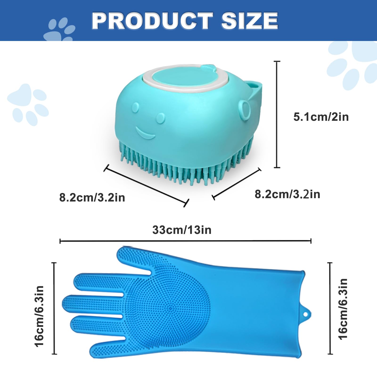 Idqquqq 2Pcs Dog Washing Gloves And Dog Shampoo Brush, Dog Bath Supplies Dog And Cat Bath Set