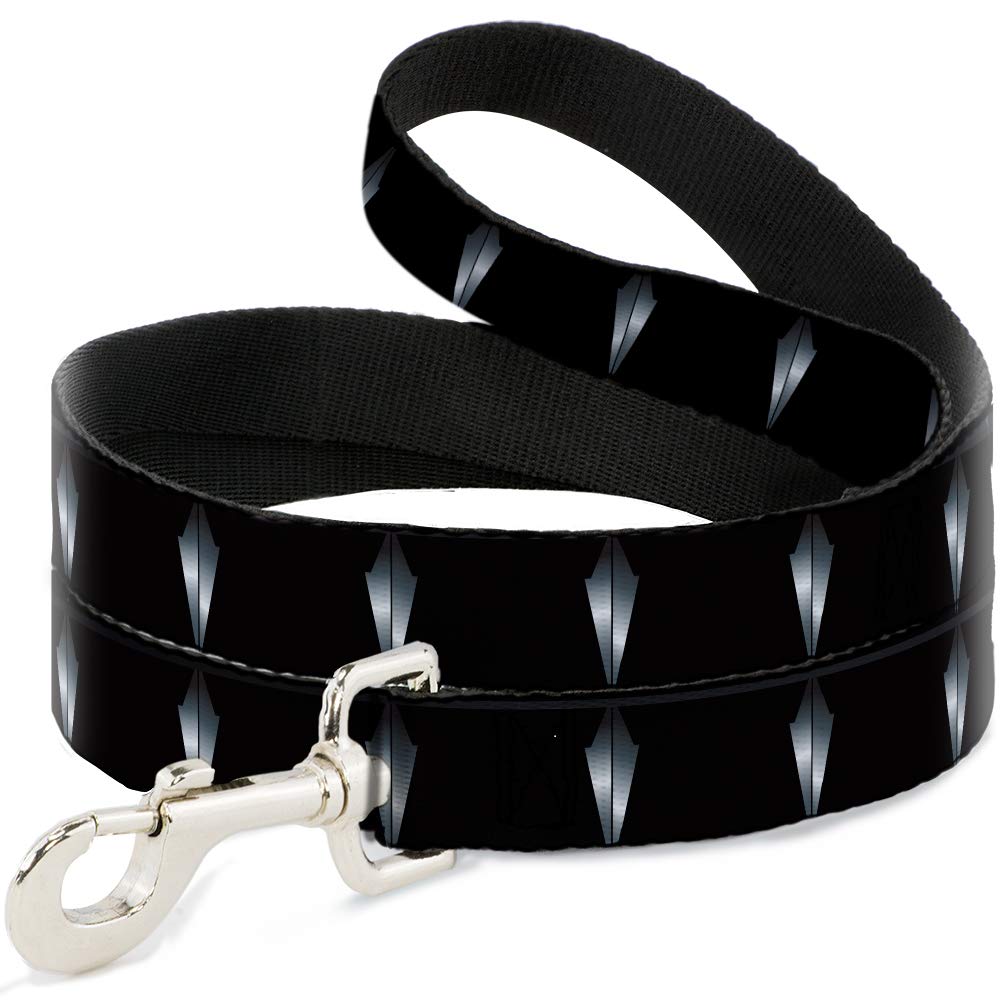 Buckle-Down Dog Leash Black Panther Tooth Necklace Black Silvers 4 Feet Long 0.5 Inch Wide
