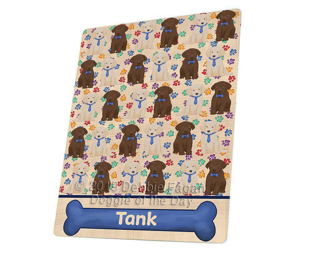 Rainbow Paw Print Labradors Dogs Blanket  Multicolor Fluffy Warm Soft Fleece, Sherpa & Tasseled Woven Durable Blanket for Bed B