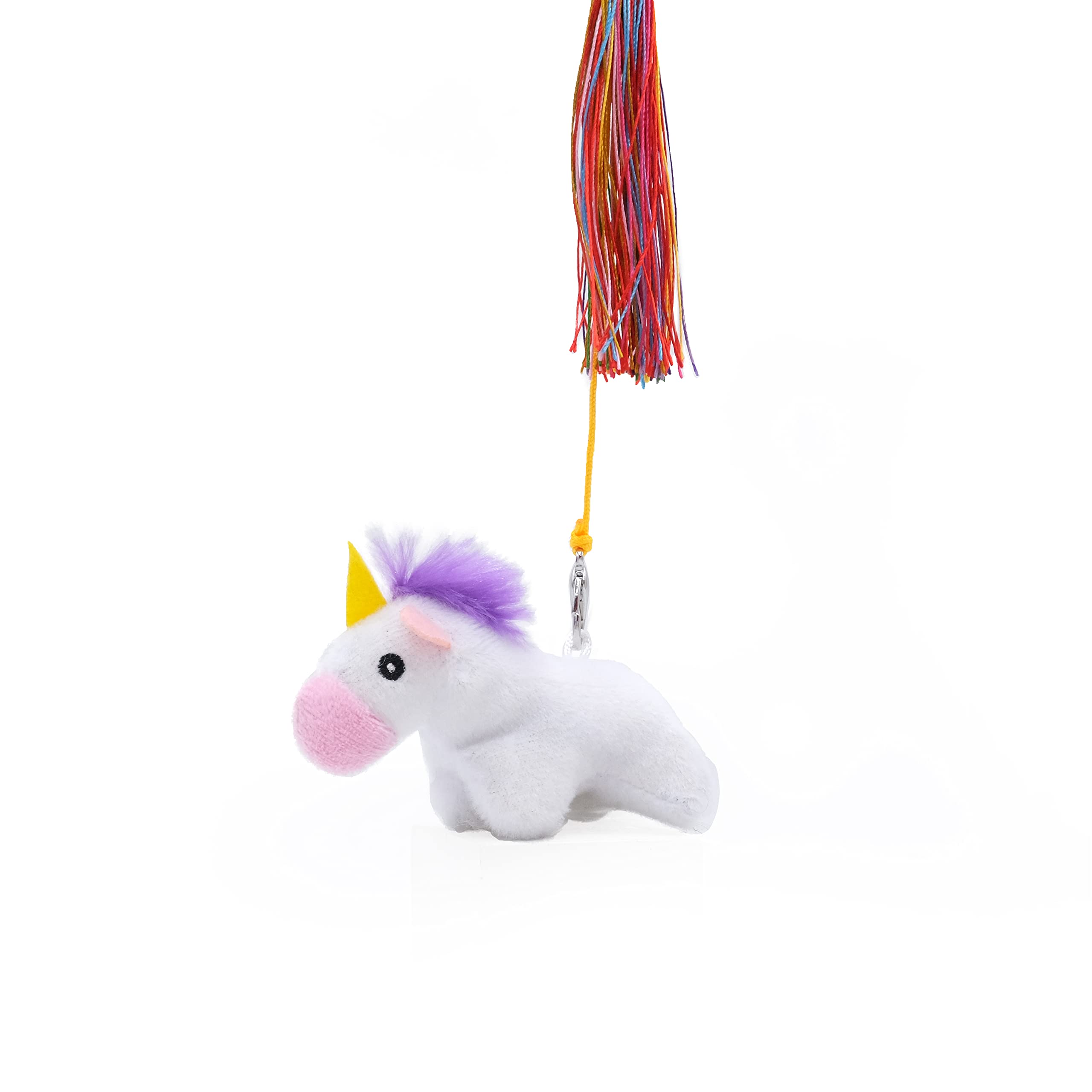 Zippyclaws Unicorn Zippystick - Interactive Cat Toy Wand For Indoor Cats & Kittens, Cute Kitty Toys For Boredom, Fun Teaser Stick With Feathered Tassles & Plush Dangling Toy