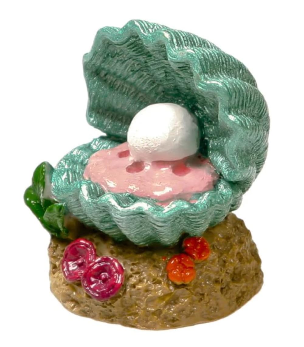 Blue Ribbon Pet Products Ee-1902 1.75 X 1.75 X 2.25 In. Exotic Environments Open Clam With Pearl