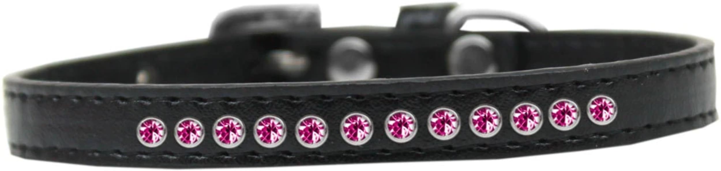 Dog, Puppy & Pet Fashion Collar, Bright Pink Crystal Rimsets White 12