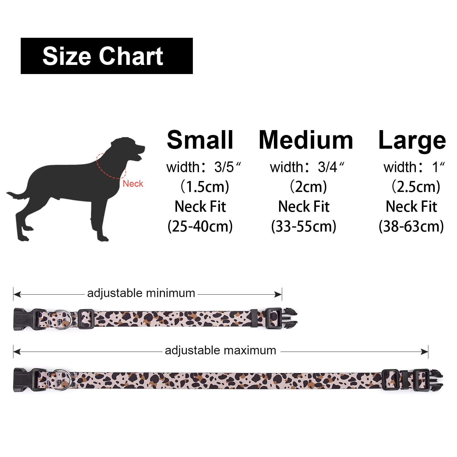 Suredoo Adjustable Dog Collar With Patterns, Ultra Comfy Soft Nylon Breathable Pet Collar For Small Medium Large Dogs (M, Leopard)