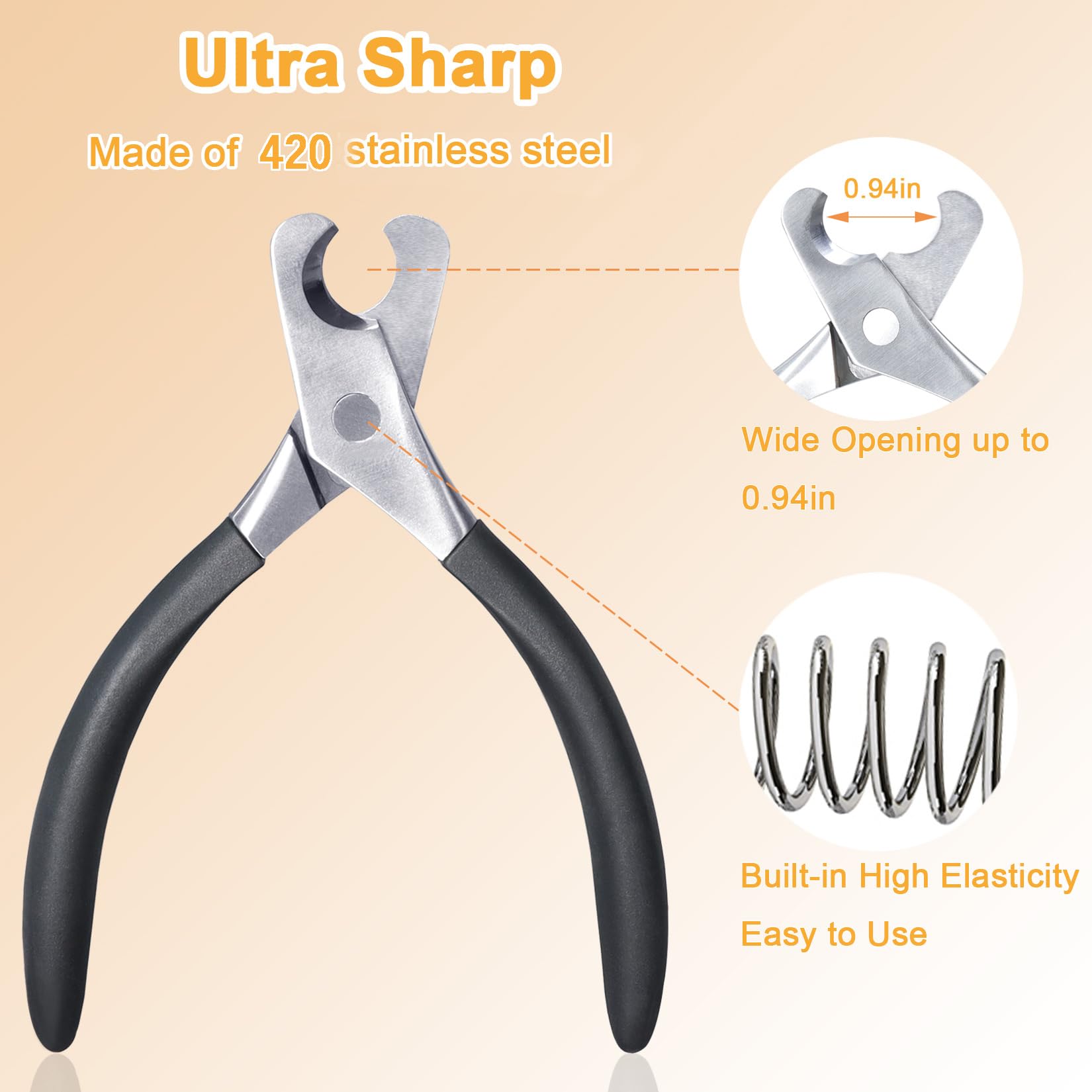 Sg Nekoo Large Dog Nail Clippers And File Set For Thick Nails Heavy Duty 420 Stainless Steel Grooming Kit, Anti-Slip Handle &Pu
