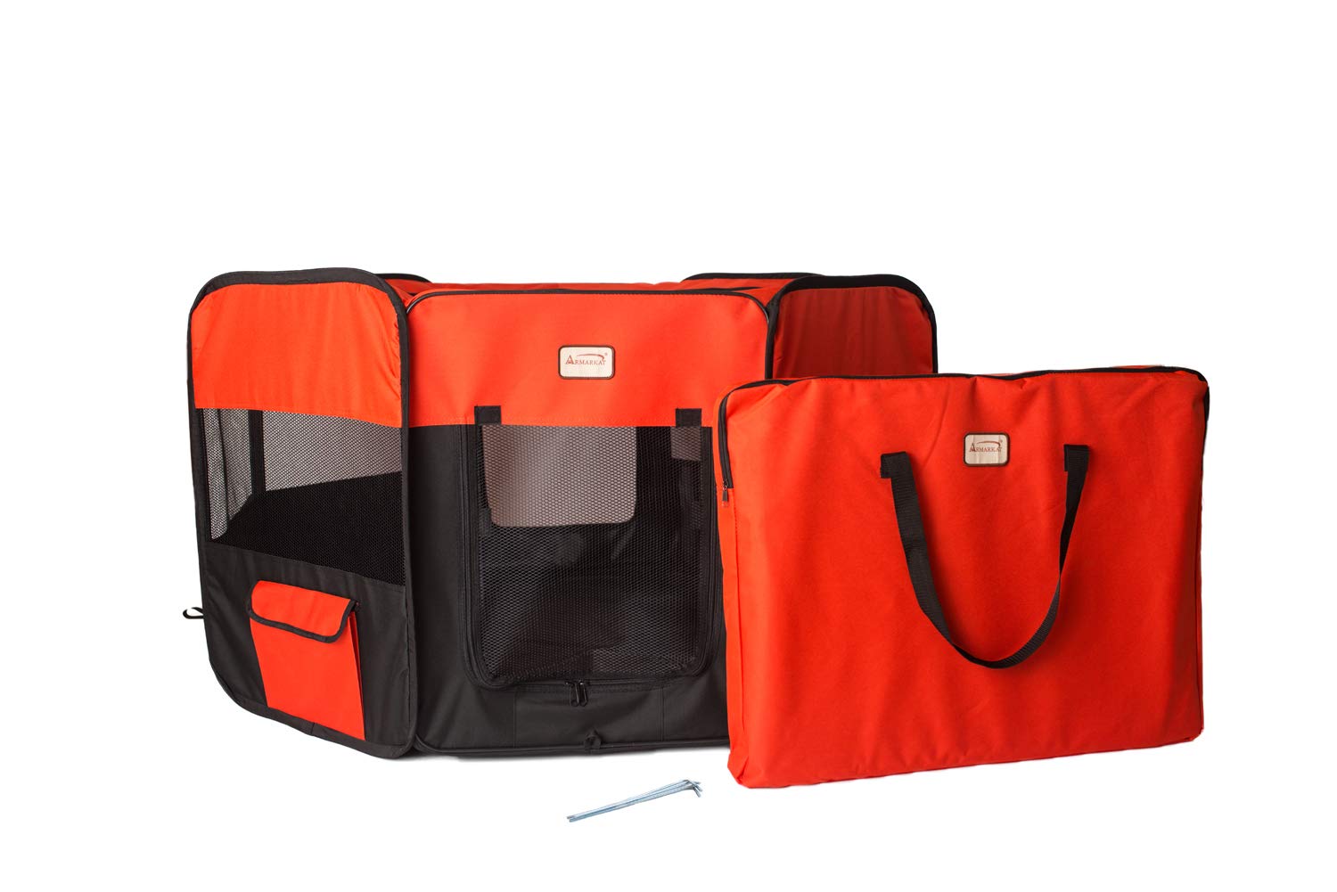 Armarkat Model PP002R-XL Portable Pet Playpen in Black and Red Combo, XL