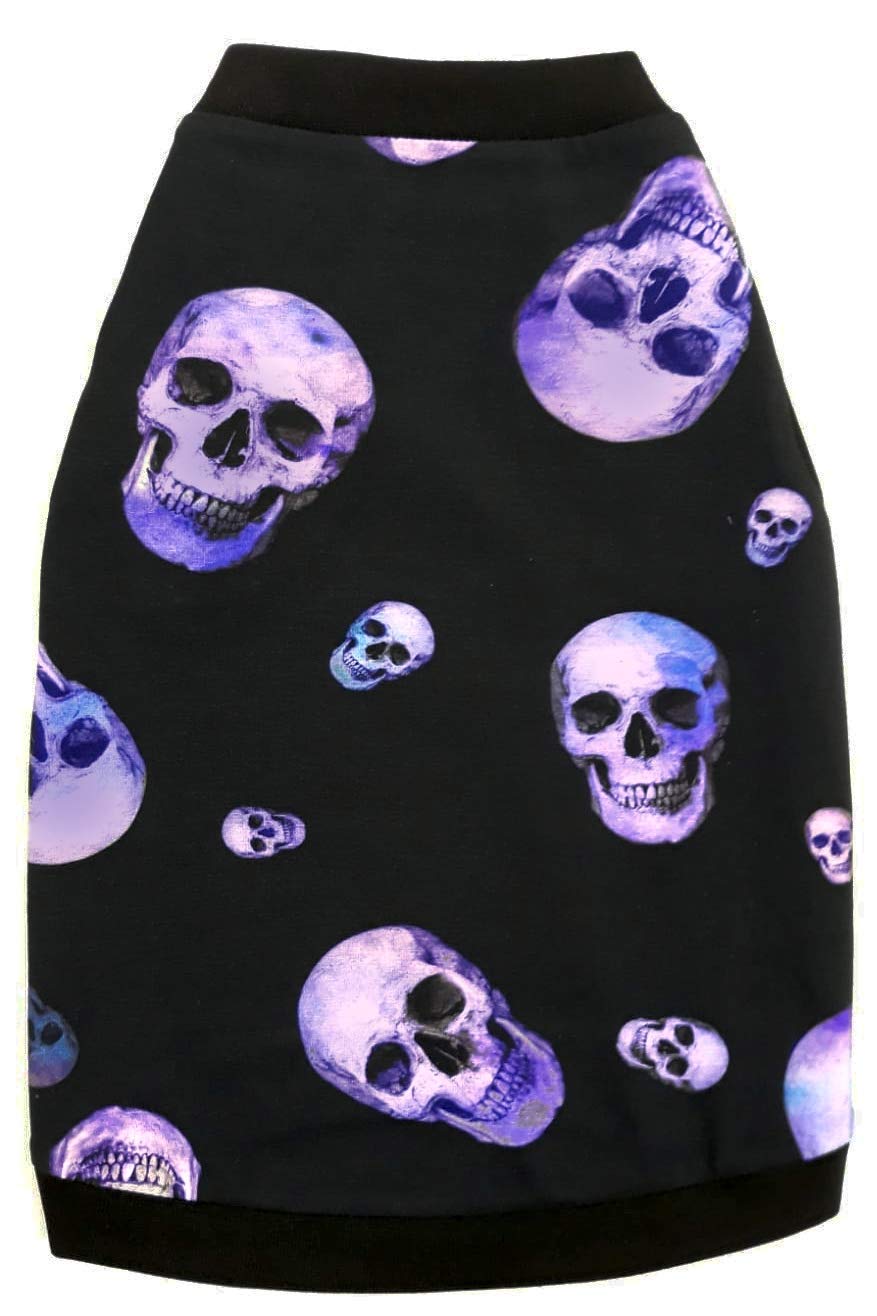 Kotomoda Hairless Cat'S Cotton Stretch T-Shirt Purple Sculls For Sphynx Cats (L)