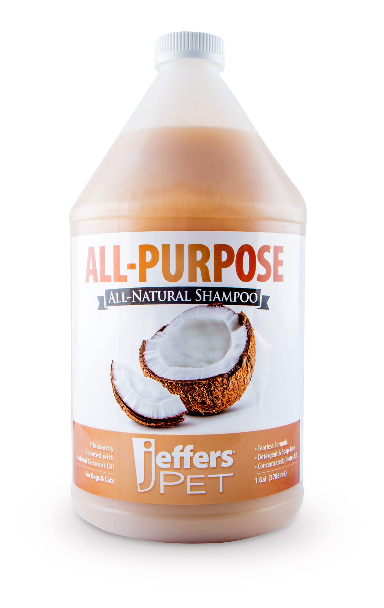 Jeffers Pet All Purpose Coconut Oil Shampoo For Dogs & Cats, 1 Gallon - Tearless, Ph Balanced, Soap & Detergent Free Formula - G