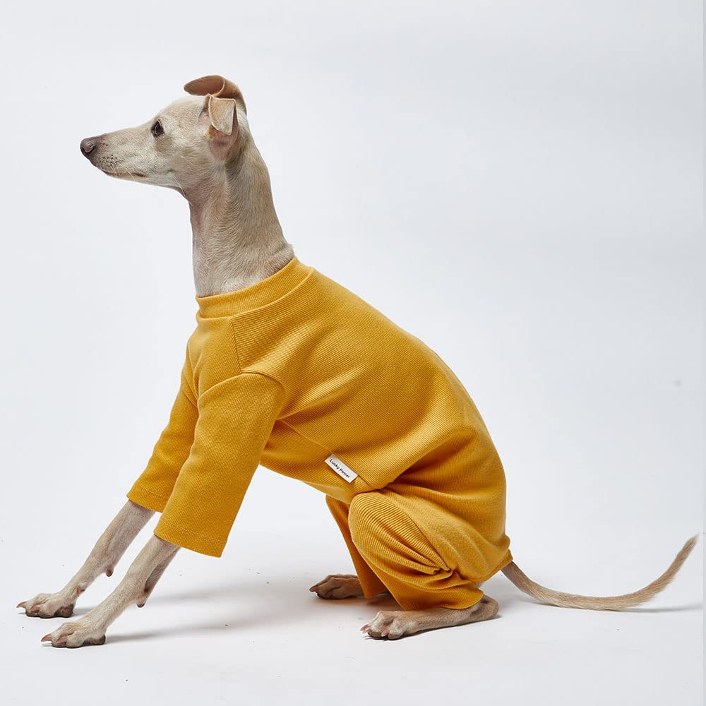 Lucky Petter Pet Clothes For Dog Cat Puppy Basic Pajamas Durable And Elastic Dog Pajamas Onesie Outfits (X-Large, Basic Mustard)