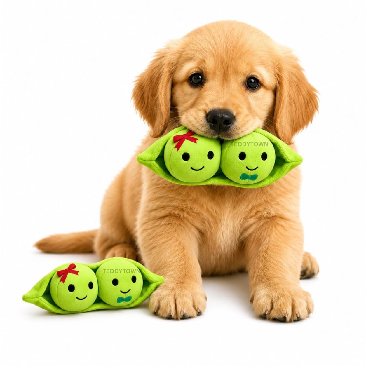Teddytown Peas In Pod Dog Toy For Puppies And Dogs | Plush Pod With Crinkle Sound & Squeaky Pea Balls | Soft Interactive Chew To