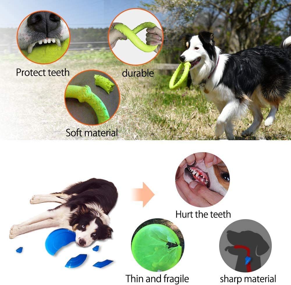 Laroo Dog Toys For Aggressive Chewers,Floatable Dog Flying Disc,3 Sizes Dog Tug Toy,Interactive Dog Toys