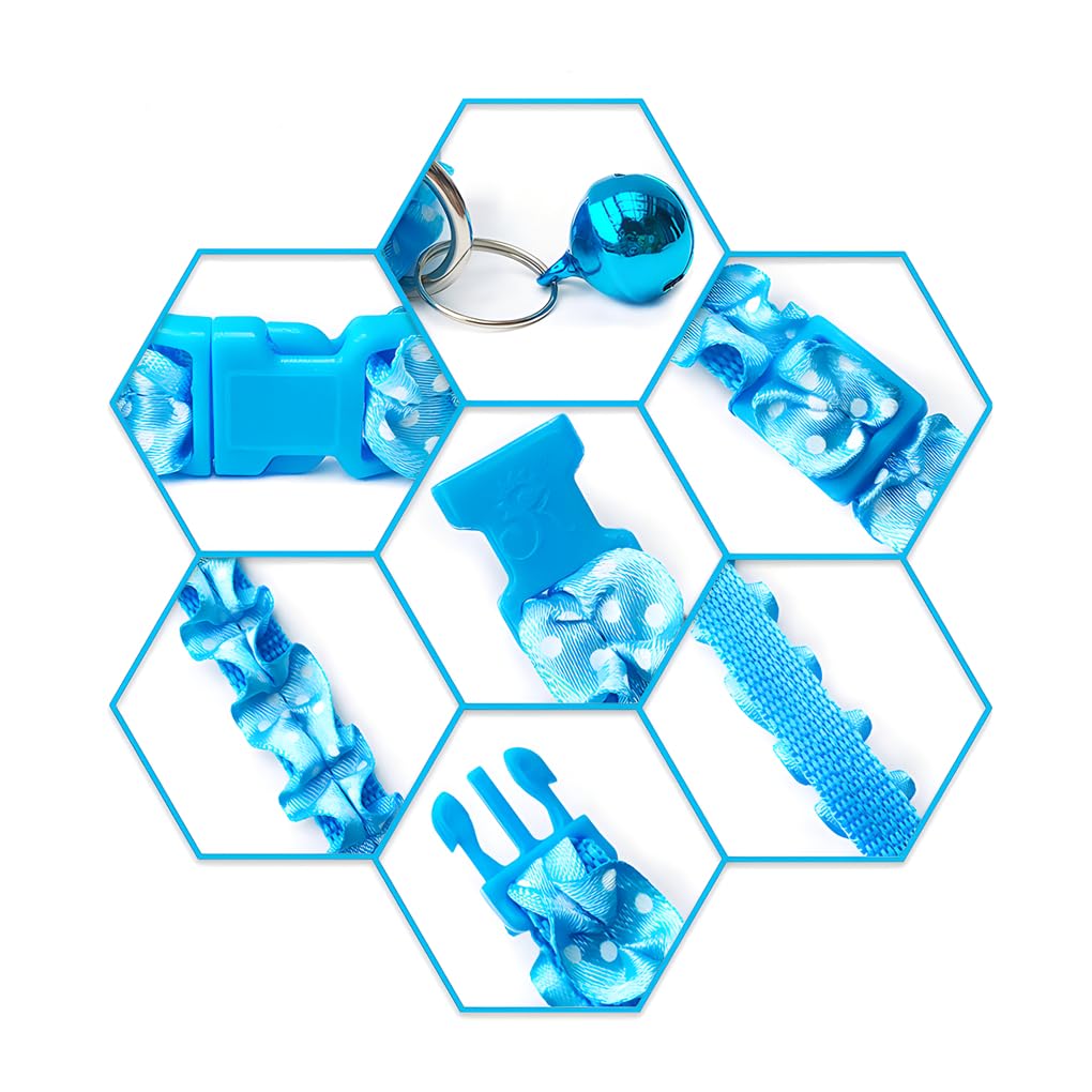 Light Blue Small Cat Collar With Bell, Puppy Bells Dog Collar Xs Girl Lace Adjustable For Xxs Xs Small Pet Dogs Cats Animal Litt