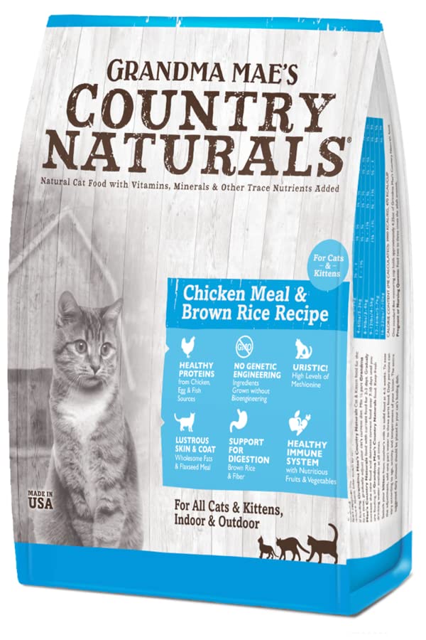 Grandma Maes Country Naturals Grain Inclusive Dry Cat & Kitten Food 3 LB Chicken & Brown Rice Recipe