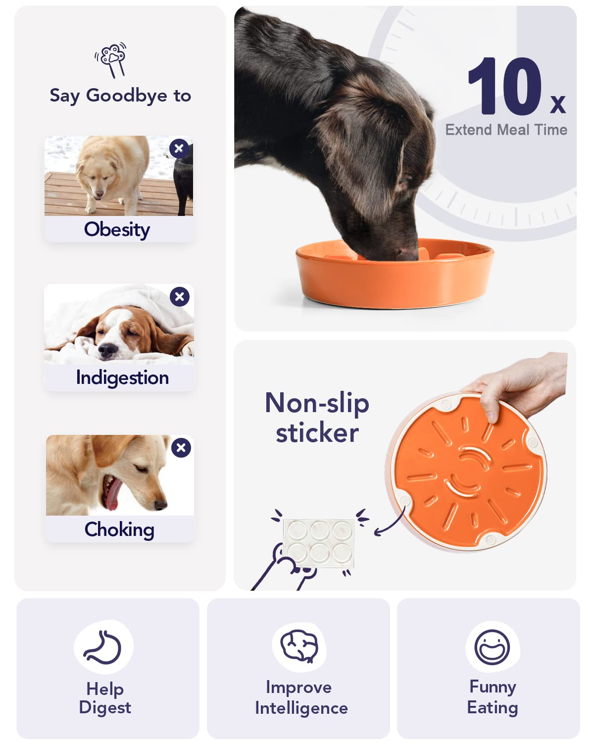 LE TAUCI Dog Bowls Slow Feeder Ceramic, 1.5 Cups Slow Feeding Dog Bowl Small Medium Breed, Puppy Slow Feeder Bowl for Fast Eater