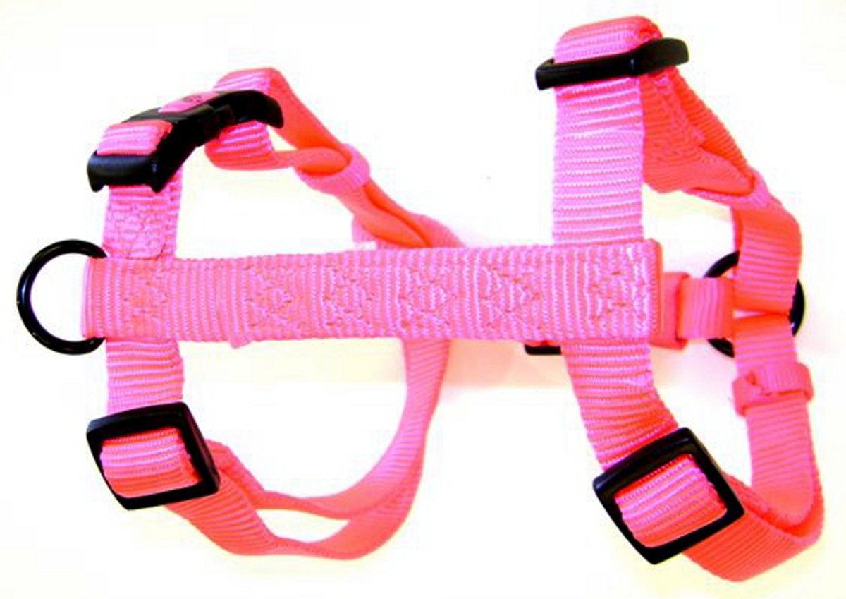 Hamilton Adjustable Comfort Nylon Dog Harness, Hot Pink, 3/8'' x 10-16''