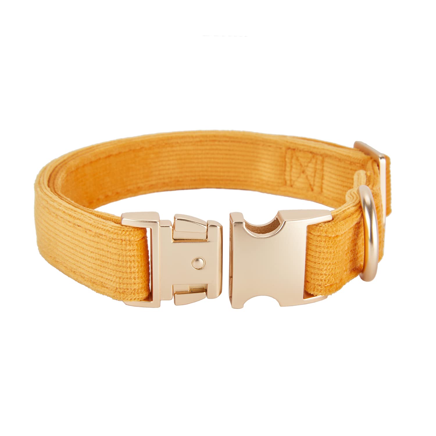 Petiry Soft Corduroy Fibric Dog Collar with High Grade Metal Buckle, for Medium Dogs.(Orange,Medium:12-19'')