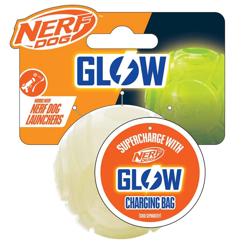Nerf Dog Tennis Ball Blaster Dog Toy White, 2.5 Inch Glow Reload Ball