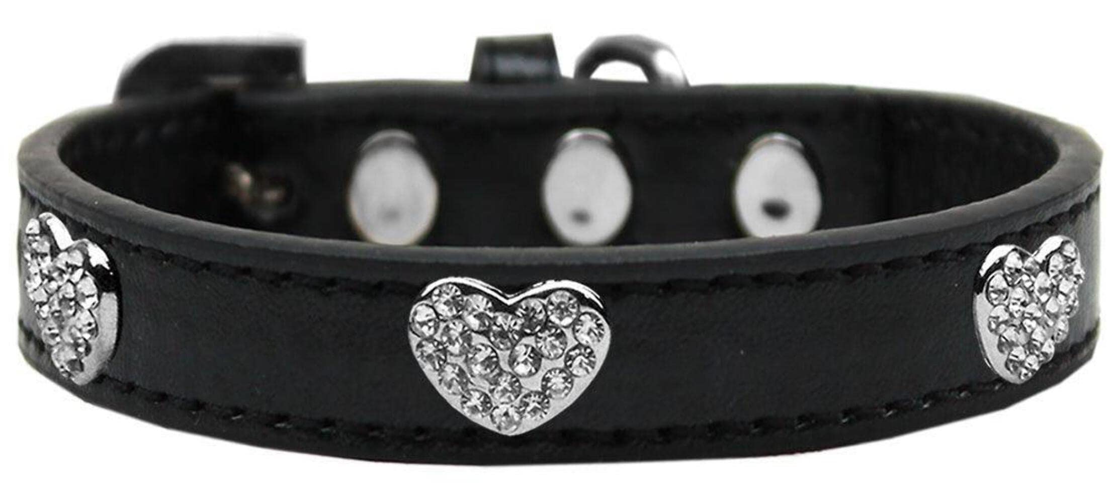 Dog, Puppy & Pet Widget Fashion Collar, &quot;Clear Crystal Heart&quot; Aqua 10