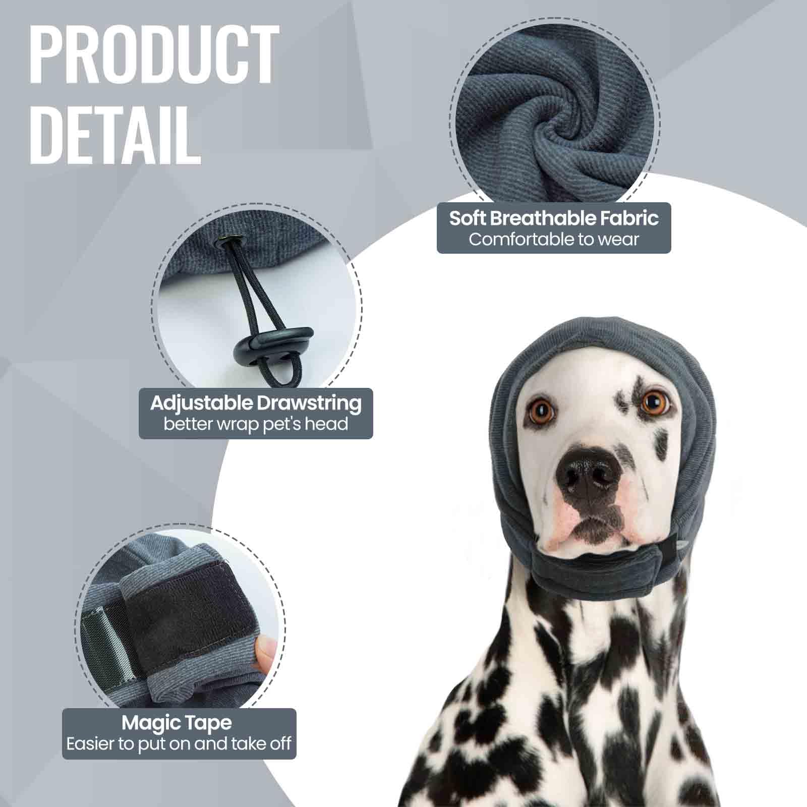 Idomik Dog Calming Hoodie No Shake Ear Wraps For Dogs, Dog Ear Head Covers For Noise Reduction & Anxiety Relief, Dog Ear Headban