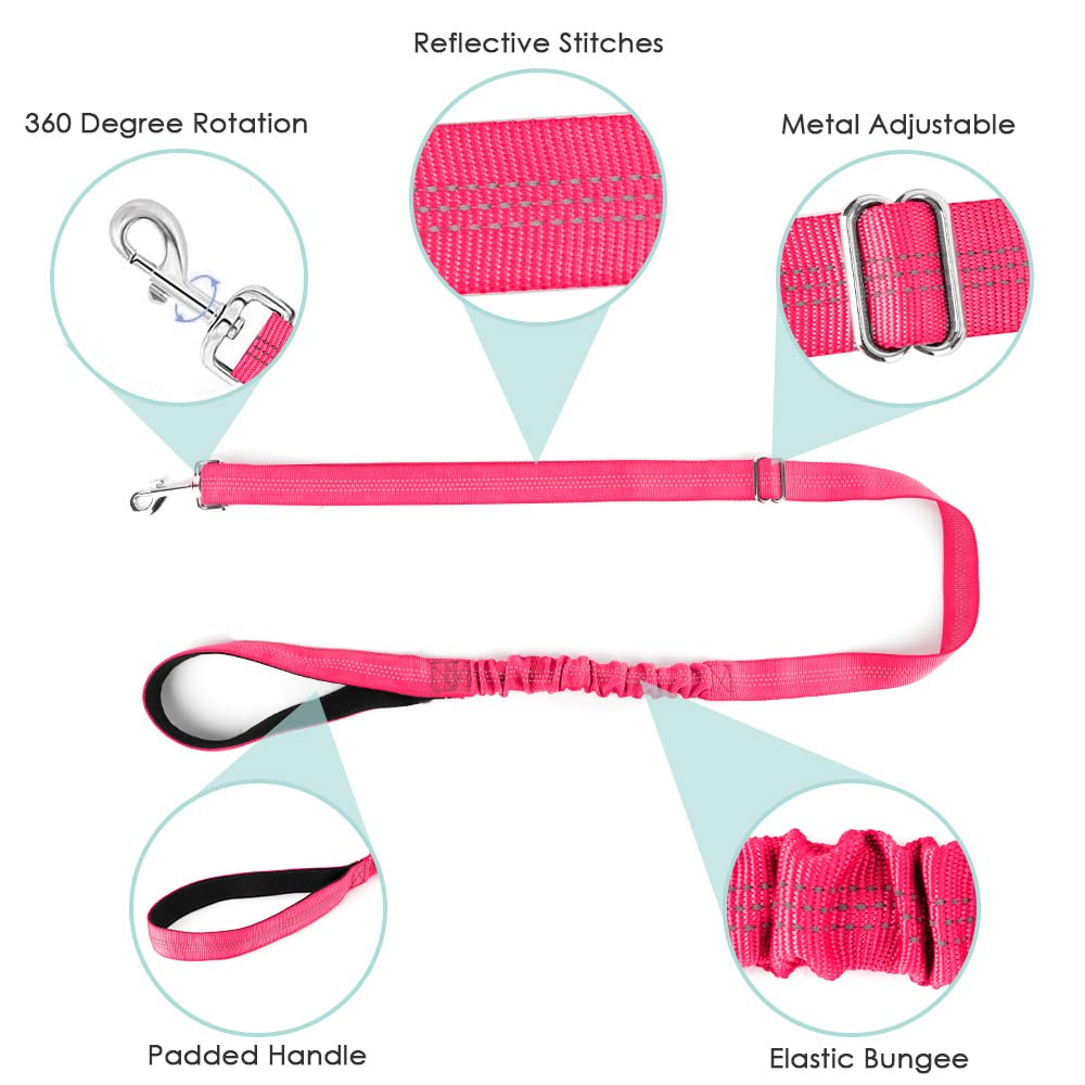 Lukovee Walking Dog Harness And Leash, Heavy Duty Adjustable Puppy Harness Soft Padded Reflective Vest Harness Anti-Twist 4Ft Lead Quick Fit Lightweight For Small Dog Cat (Pink, Medium)