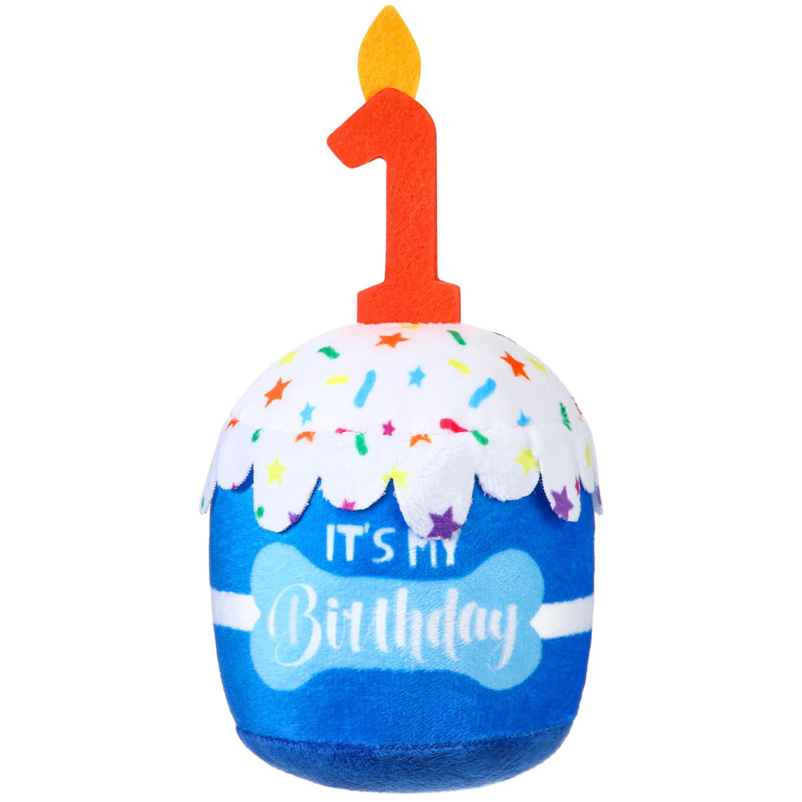 Dansydaisy Dog 1St Birthday Cake Toy Accessories For Girl Boy Gifts, Blue Squeaky Plush Toy For Dog Birthday Party Decor Favor F
