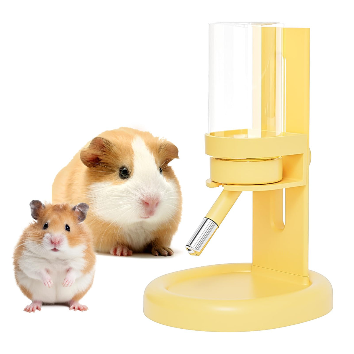 mini&moe Hamster Water Bottle No Drip - 4 oz Guinea Pig Water Bottle for Glass Tank with Adjustable Stand, Leak Proof Small Anim