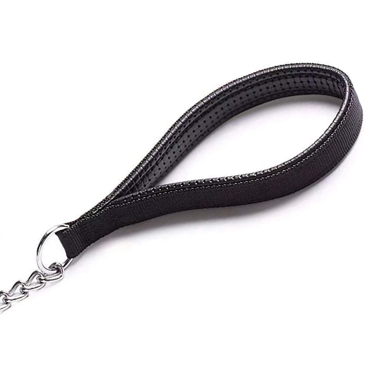 Petiry Chain Leash Metal Dog Leash Chrome Plated With Soft Padded Handle For Medium Dogs.(M, Black Handle)