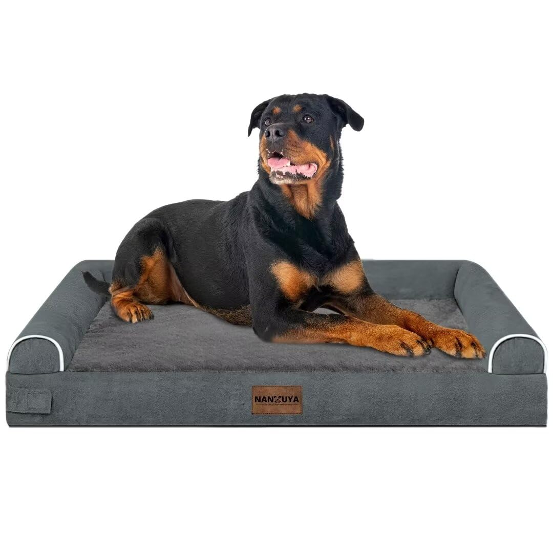 Large Dog Bed Orthopedic Washable: Beds Bolster Xl Bed Large Big Dogs Memory Foam Couch Sofa Waterproof With Removable Cover - Dark Grey