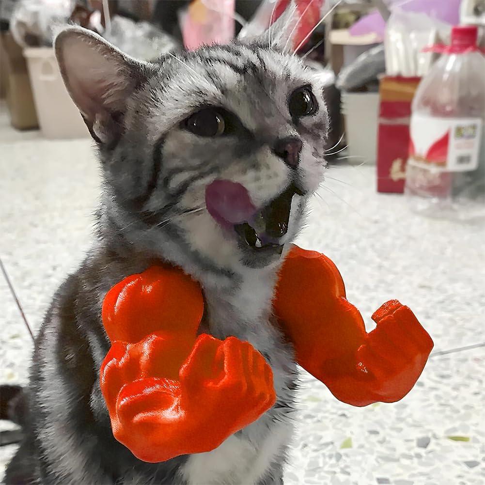 UOBODER Cat Muscle Arms Halloween Cat Costumes Accessory 3D Printed Cats Neck Arm with Muscle for Pet Cosplay, Funny Halloween